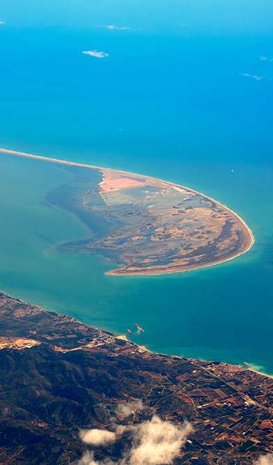 Top view of the mouth of the Ebro River